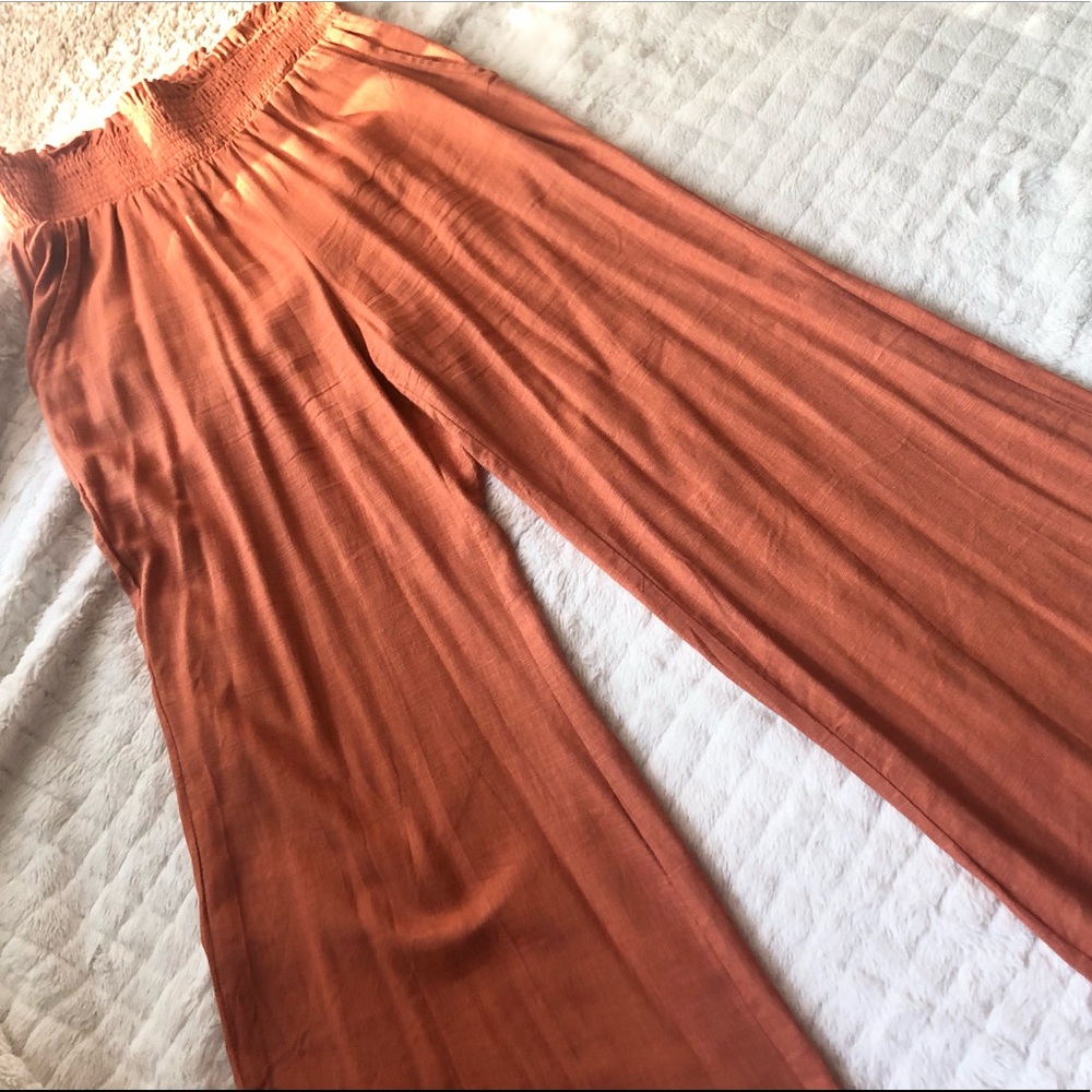 Gauzy drawstring palazzo pants